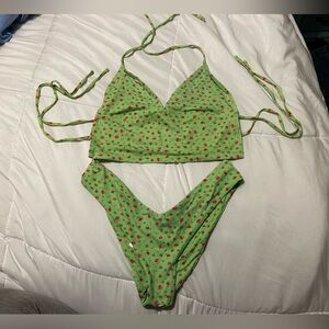 UO Out From Under Green Ditzy Bikini Print Tankini and Bottom